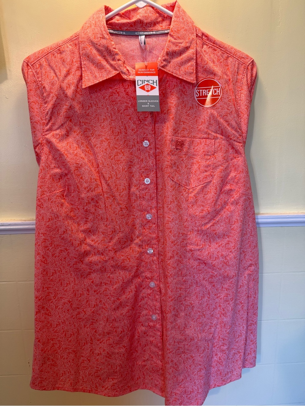 Cinch Coral Paisley Stretch Button-Front Shirt